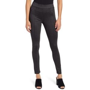 Wit & Wisdom Women's Size M Plaid Ankle Leggings Charcoal Flat Front Mid-Rise